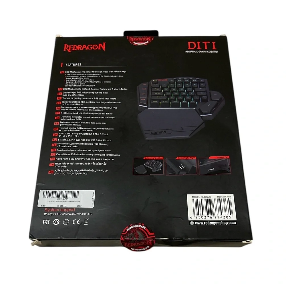 Redragon DITI One-handed RGB Mechanical Gaming Keyboard - Unused/Open Box